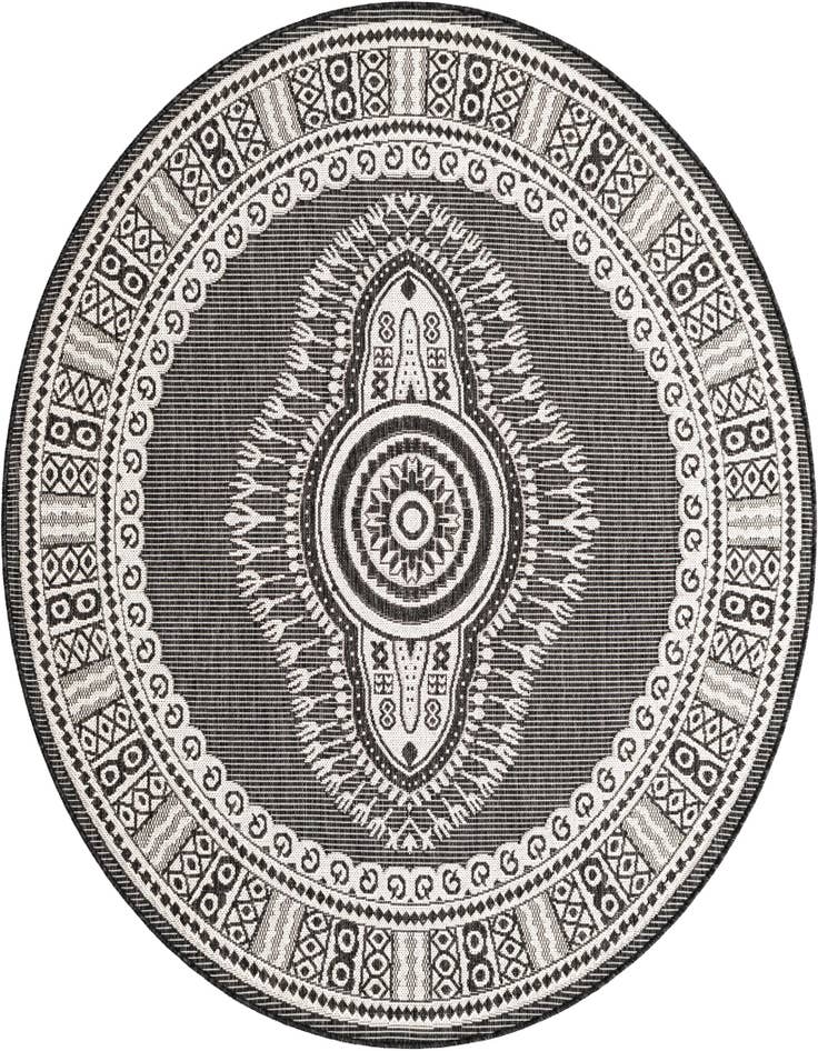 Detail image of 6' x 6' Easy-Clean Traditional Indoor / Outdoor Round Rug
