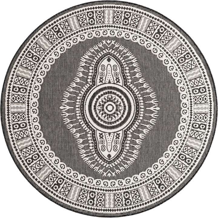 6' x 6' Easy-Clean Traditional Indoor / Outdoor Round Rug