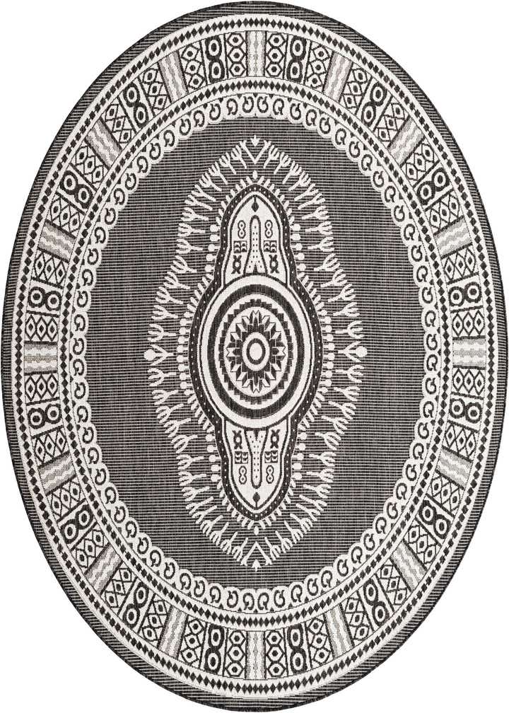 7' 10 x 7' 10 Easy-Clean Traditional Indoor / Outdoor Round Rug