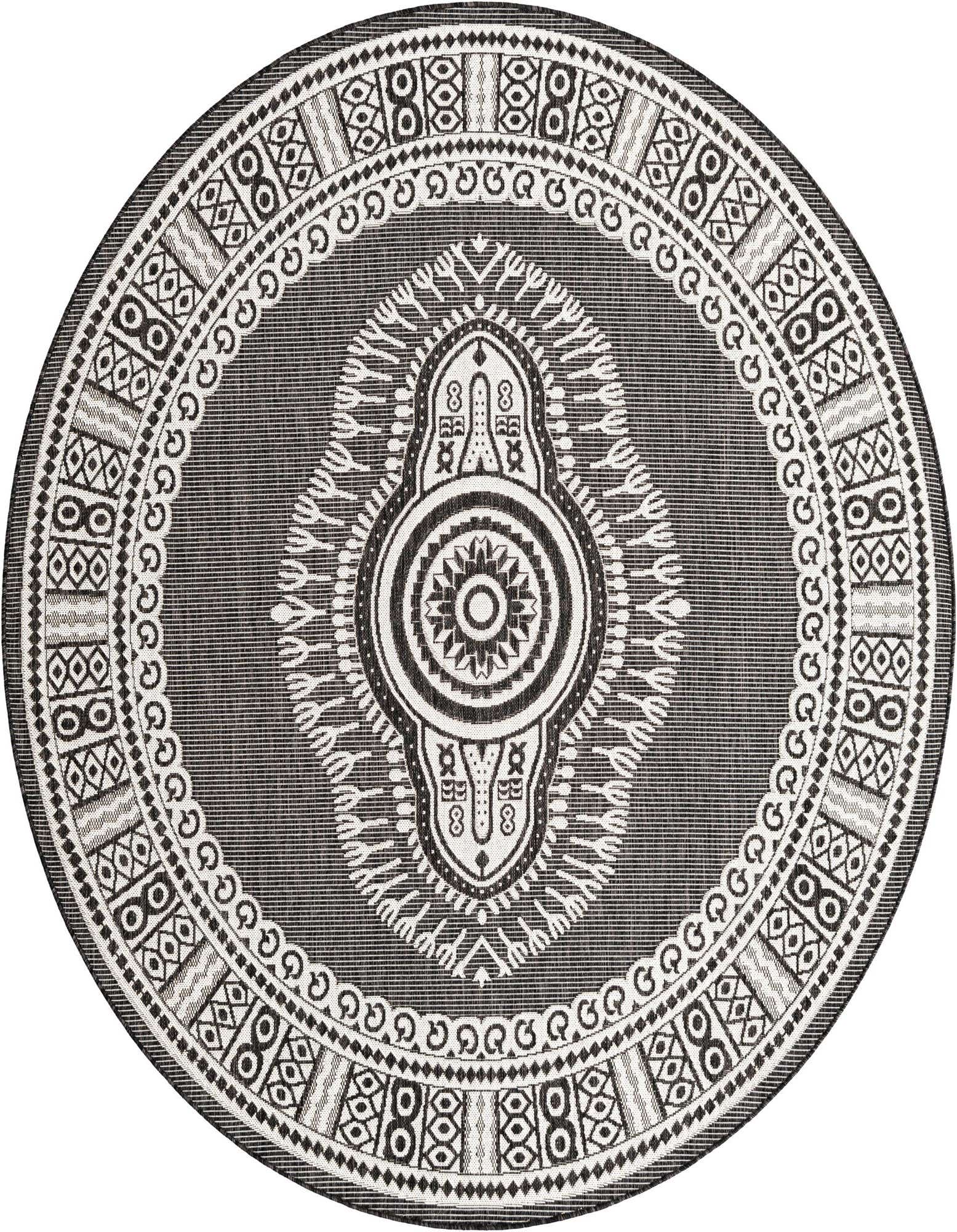 7' 10 x 7' 10 Easy-Clean Traditional Indoor / Outdoor Round Rug