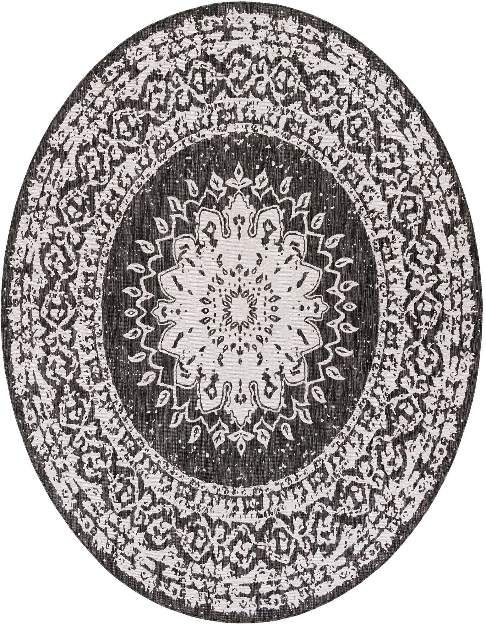 10' x 10' Easy-Clean Traditional Indoor / Outdoor Round Rug