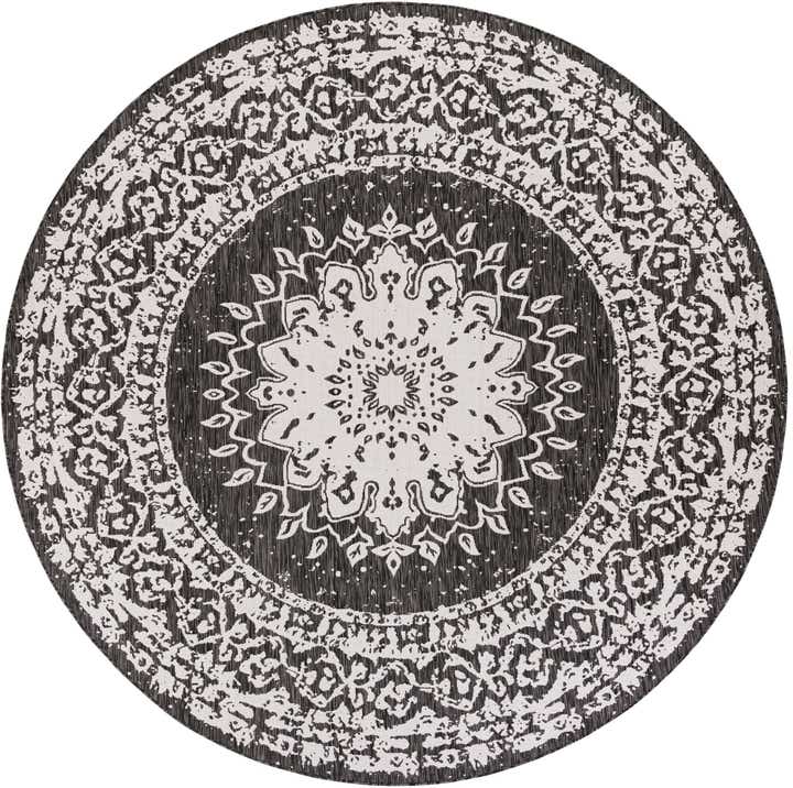 10' x 10' Easy-Clean Traditional Indoor / Outdoor Round Rug