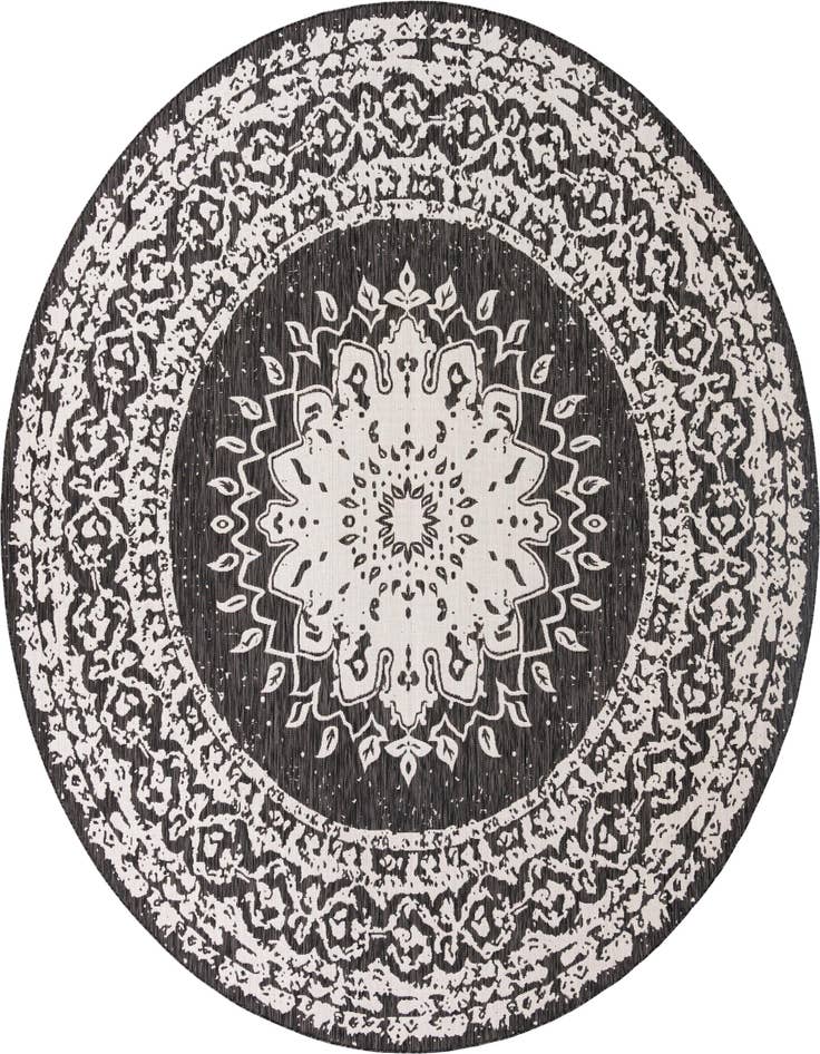 Detail image of 12' x 12' Easy-Clean Traditional Indoor / Outdoor Round Rug
