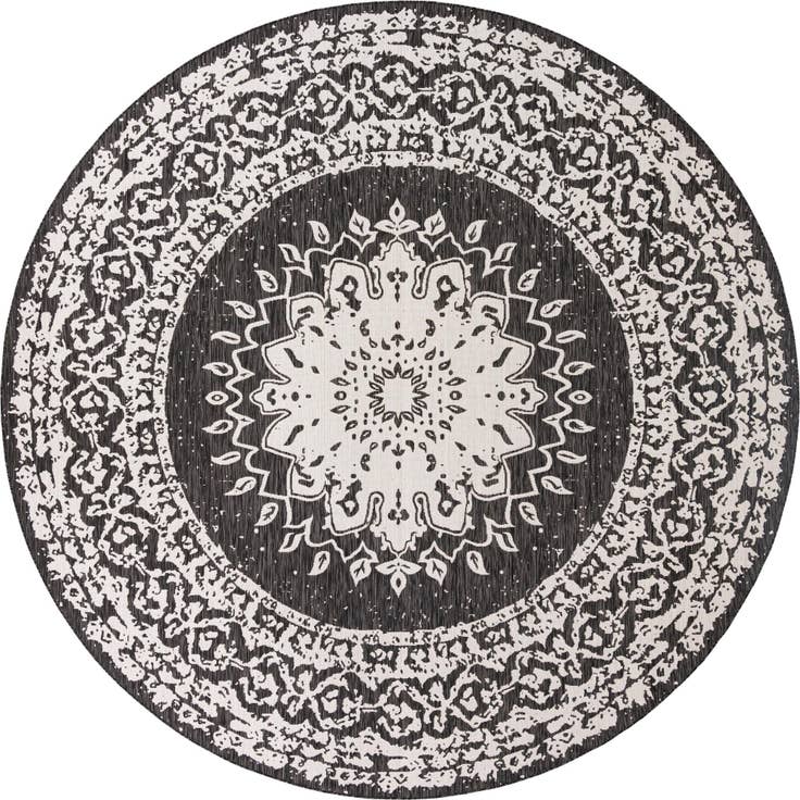 Detail image of 12' x 12' Easy-Clean Traditional Indoor / Outdoor Round Rug