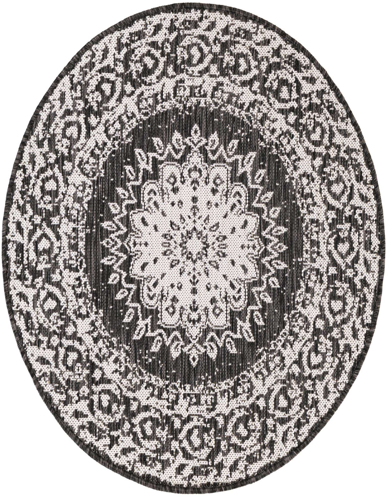3' x 3' Easy-Clean Traditional Indoor / Outdoor Round Rug
