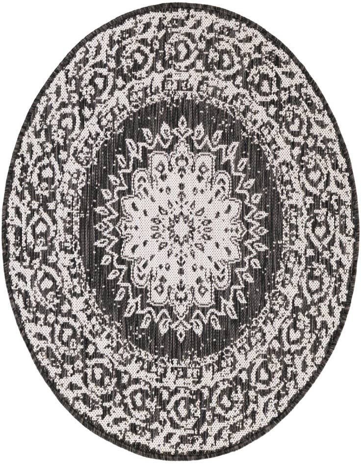 Detail image of 3' x 3' Easy-Clean Traditional Indoor / Outdoor Round Rug