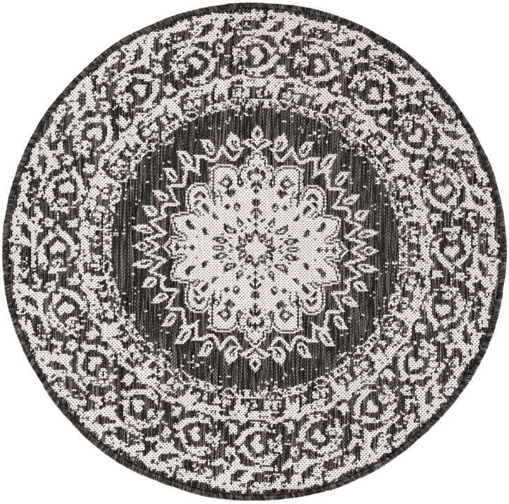 3' x 3' Easy-Clean Traditional Indoor / Outdoor Round Rug