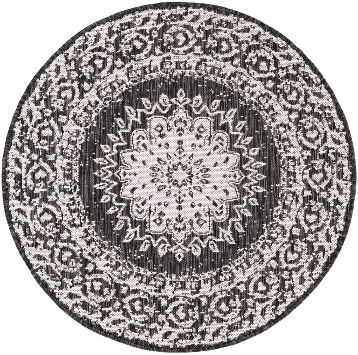 Detail image of 3' x 3' Easy-Clean Traditional Indoor / Outdoor Round Rug