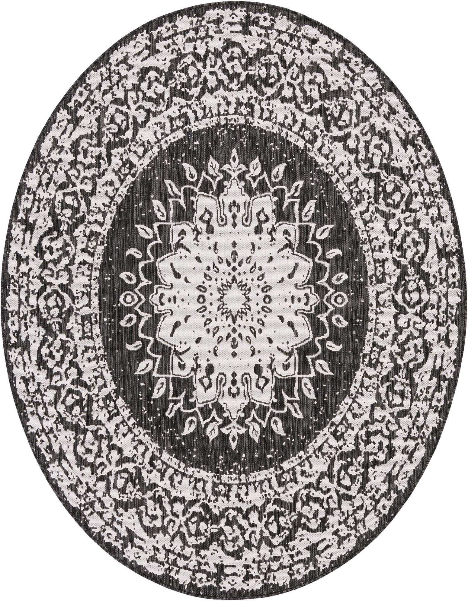 6' x 6' Easy-Clean Traditional Indoor / Outdoor Round Rug