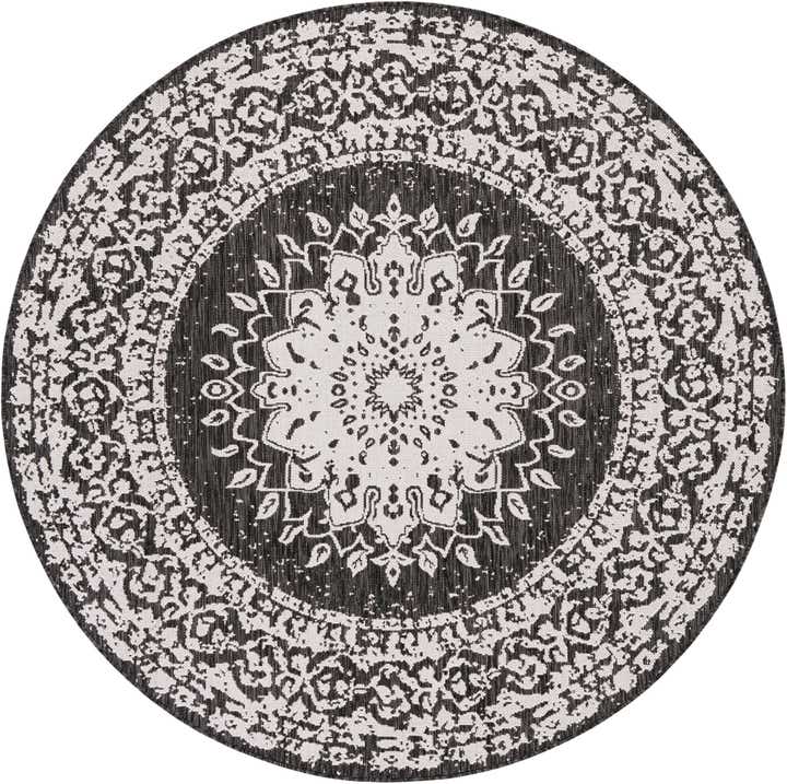 6' x 6' Easy-Clean Traditional Indoor / Outdoor Round Rug