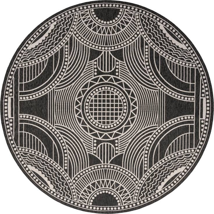 Detail image of 13' x 13' Easy-Clean Traditional Indoor / Outdoor Round Rug