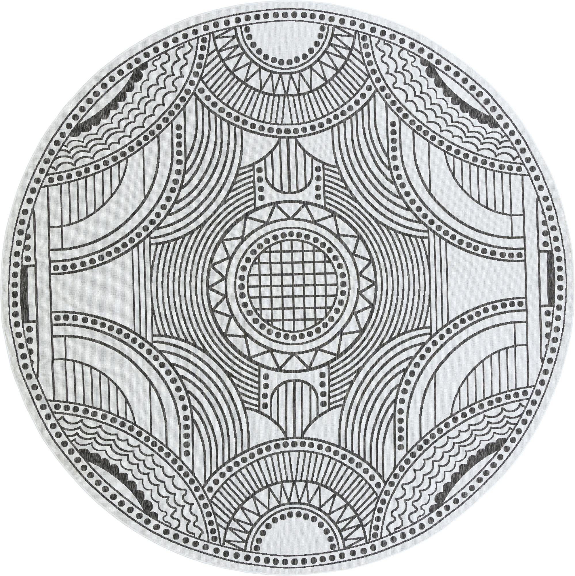 13' x 13' Easy-Clean Traditional Indoor / Outdoor Round Rug
