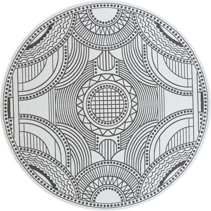 13' x 13' Easy-Clean Traditional Indoor / Outdoor Round Rug