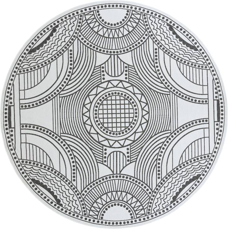 Detail image of 13' x 13' Easy-Clean Traditional Indoor / Outdoor Round Rug