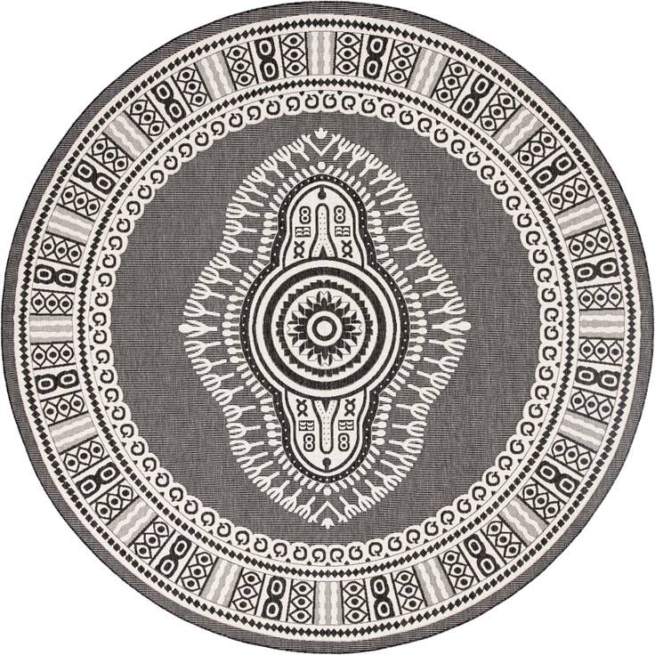 Detail image of 13' x 13' Easy-Clean Traditional Indoor / Outdoor Round Rug
