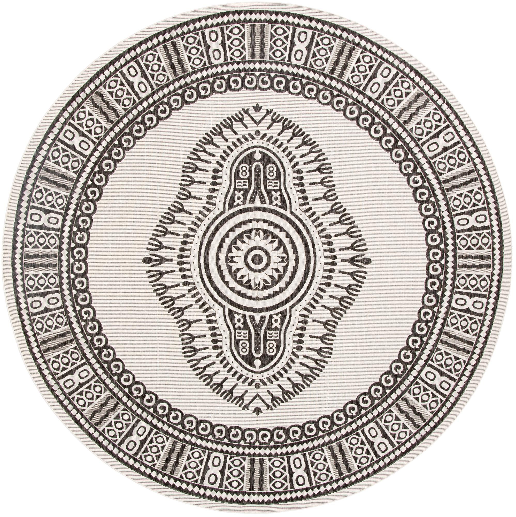 13' x 13' Easy-Clean Traditional Indoor / Outdoor Round Rug