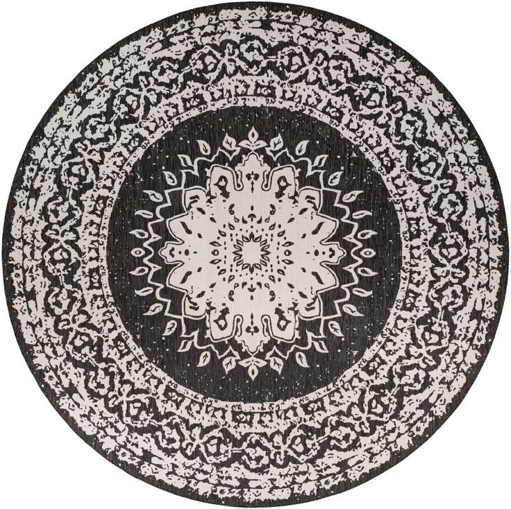 Detail image of 13' x 13' Easy-Clean Traditional Indoor / Outdoor Round Rug