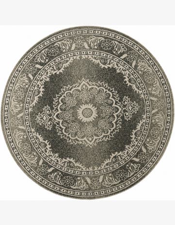 185cm x 185cm Easy-Clean Traditional Indoor / Outdoor Round Rug