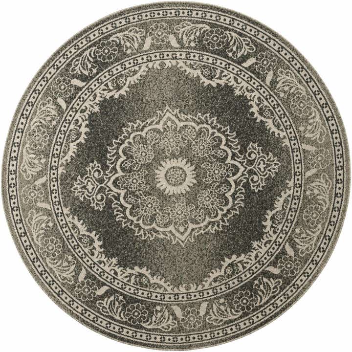185cm x 185cm Easy-Clean Traditional Indoor / Outdoor Round Rug