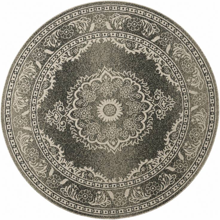 Detail image of 185cm x 185cm Easy-Clean Traditional Indoor / Outdoor Round Rug