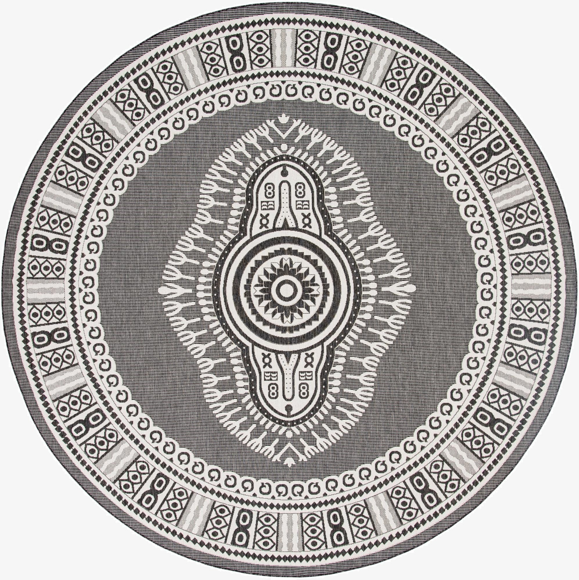 13' x 13'  Washable Traditional Indoor / Outdoor Round Rug