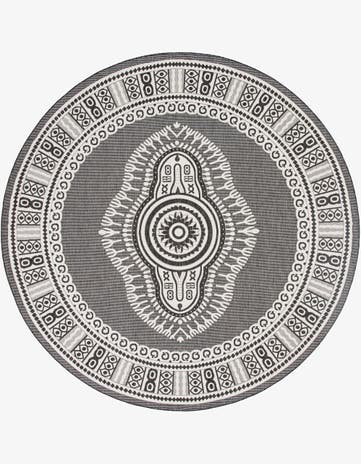 13' x 13' Easy-Clean Traditional Indoor / Outdoor Round Rug