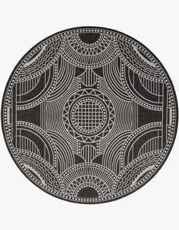 13' x 13' Easy-Clean Traditional Indoor / Outdoor Round Rug