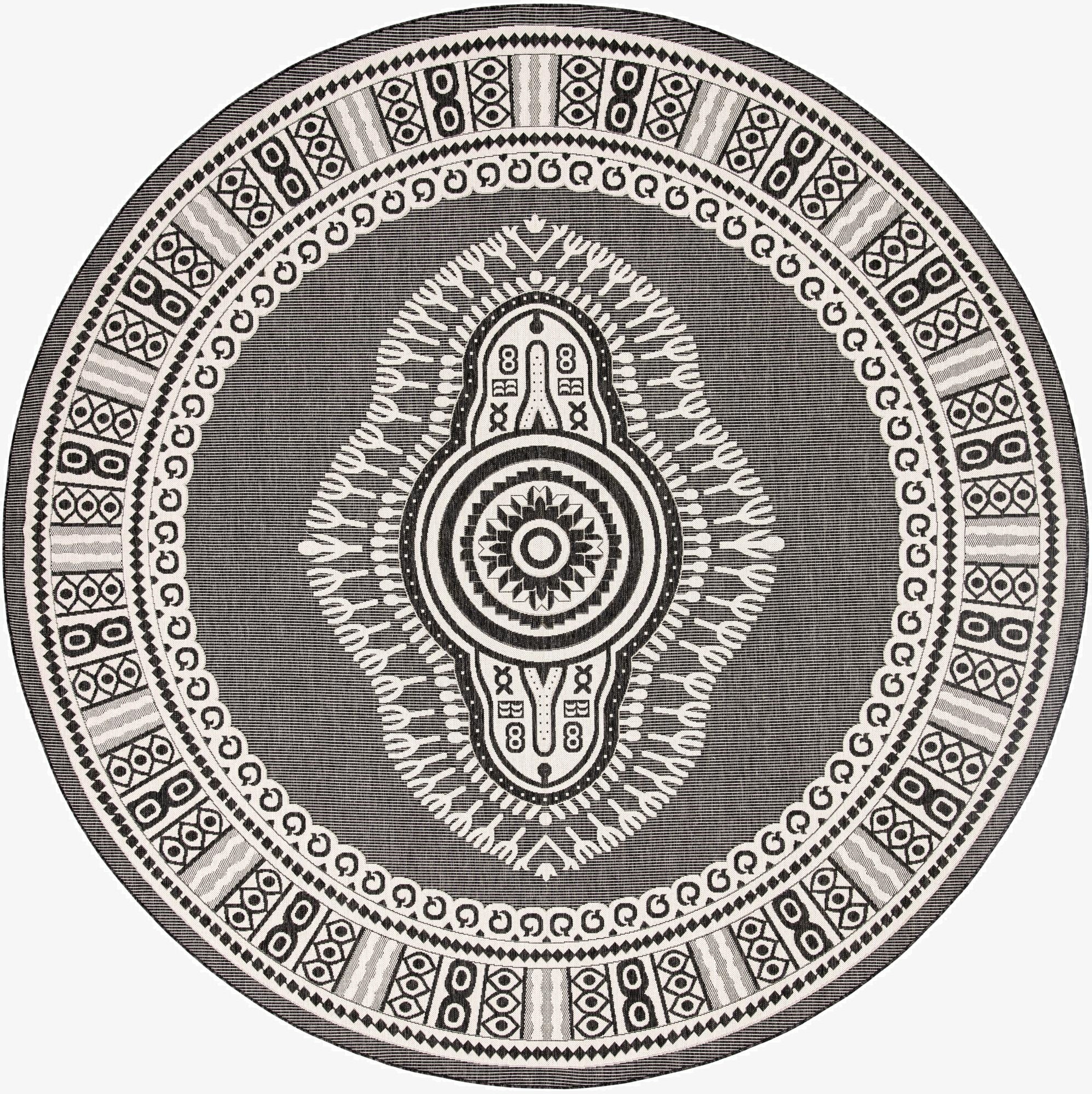 12' x 12'  Washable Traditional Indoor / Outdoor Round Rug