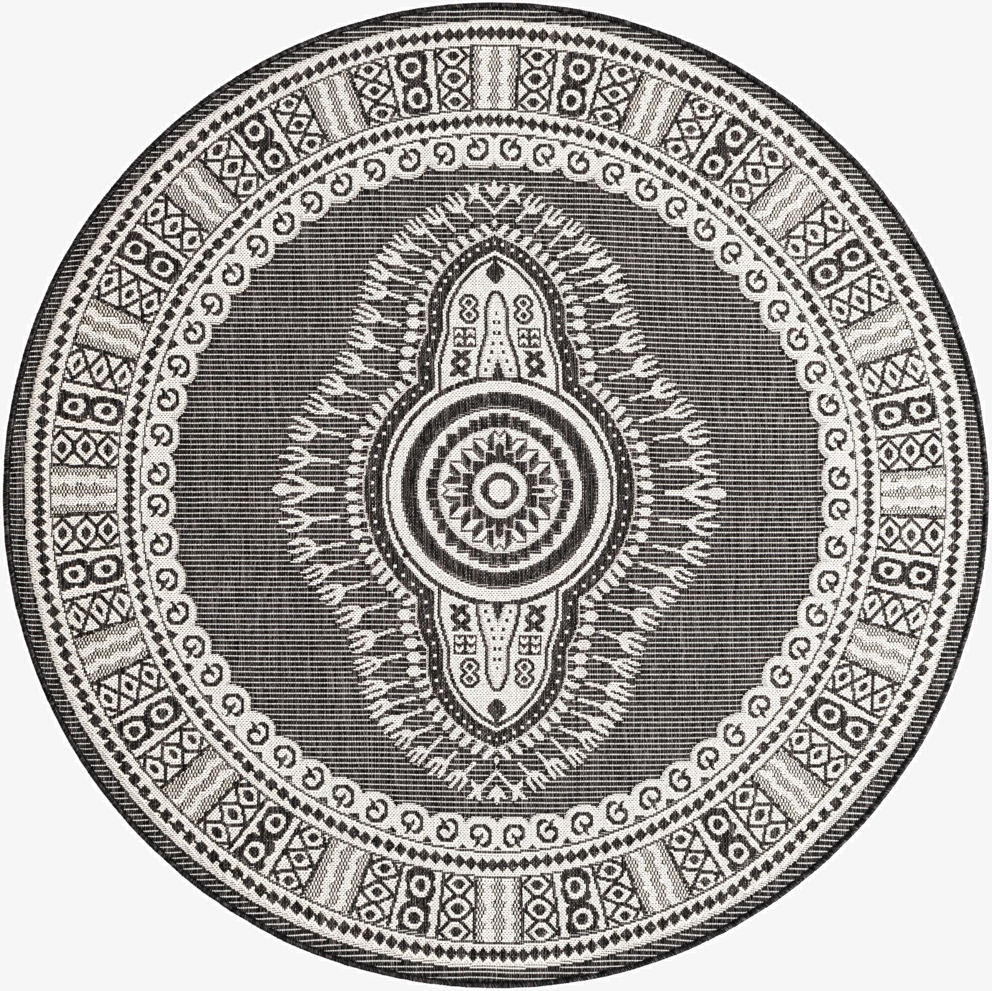 6' x 6'  Washable Traditional Indoor / Outdoor Round Rug