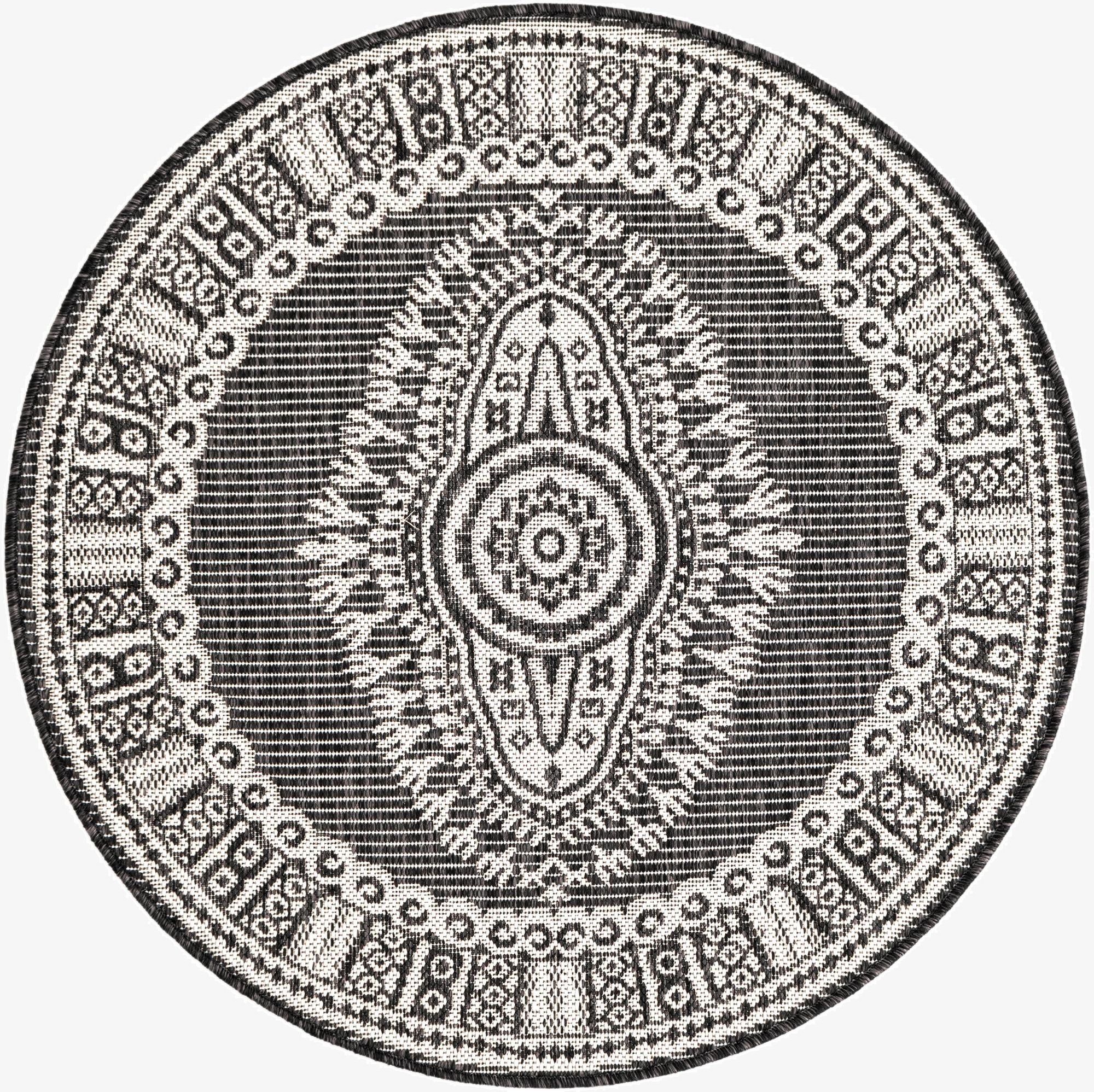 3' x 3'  Washable Traditional Indoor / Outdoor Round Rug