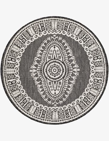 3' x 3' Easy-Clean Traditional Indoor / Outdoor Round Rug