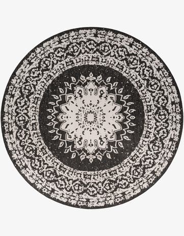 13' x 13' Easy-Clean Traditional Indoor / Outdoor Round Rug