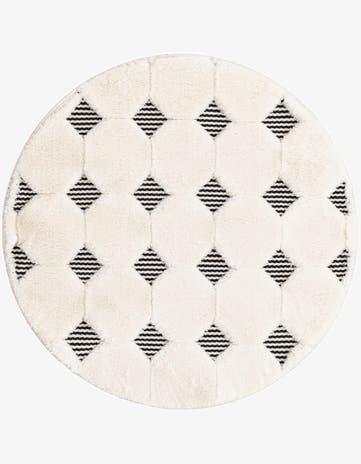 Black and White Prismatic Round Rug