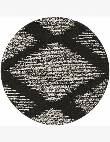 Black and White Serenity Shag Round Rug
