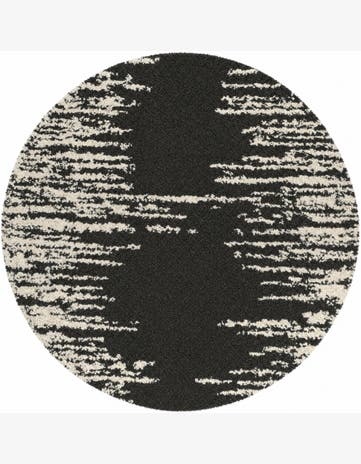 Black and White Serenity Shag Round Rug