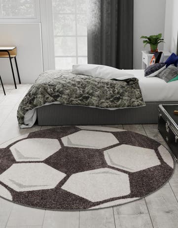 3' 3 x 3' 3 Soccer Ball Whimsy Kids Round Rug