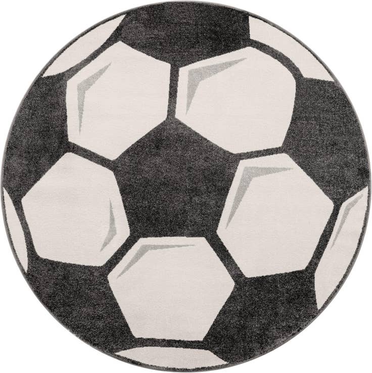 Detail image of 7' 10 x 7' 10 Soccer Ball Whimsy Kids Round Rug