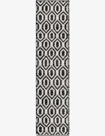 Black and White Hand Woven Chindi Jute Runner Rug