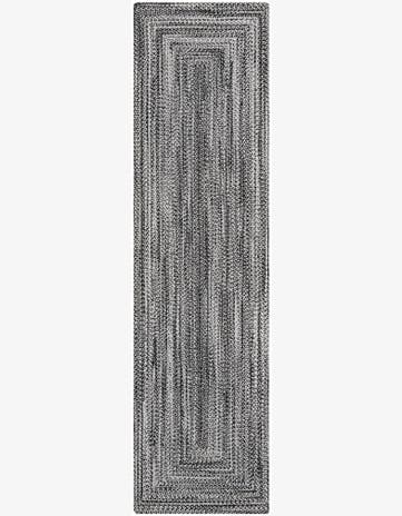 Black and White Easy-Clean Eco Verse Washable Indoor / Outdoor Runner Rug