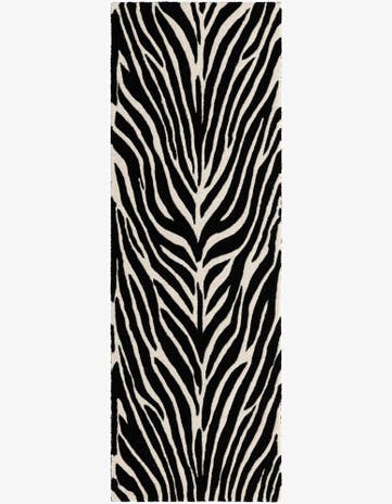 Black and White Hand Tufted Safari Wool Runner Rug