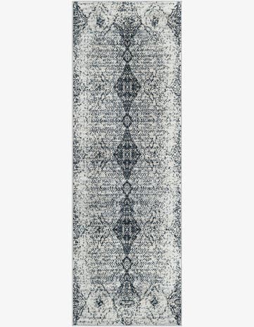 Black and White Kamala Washable Runner Rug