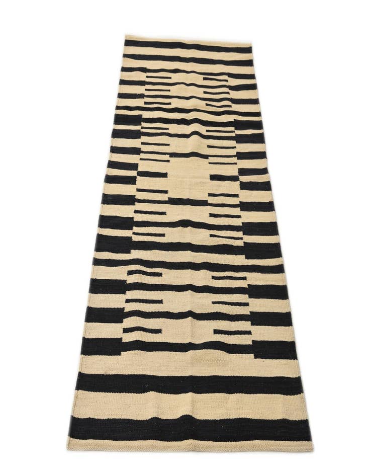 Detail image of 2' 10 x 7' 9  Hand Woven Kilim Modern Wool Runner Rug