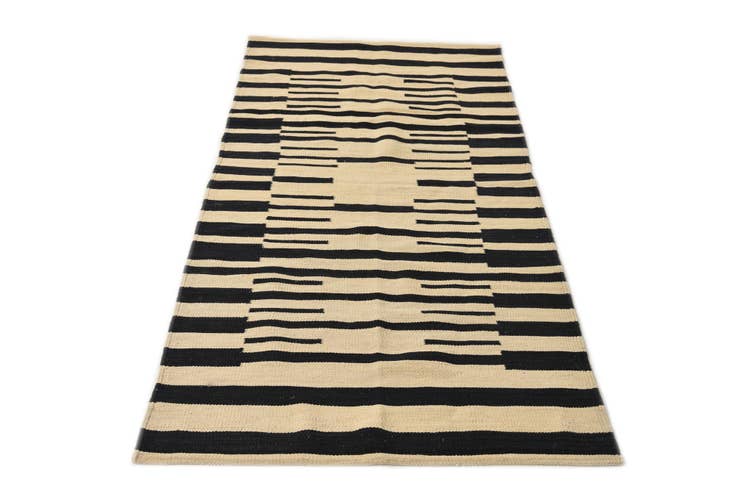 Detail image of 2' 10 x 7' 9 Hand Woven Kilim Modern Wool Runner Rug