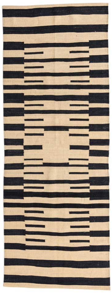 Detail image of 2' 10 x 7' 9 Hand Woven Kilim Modern Wool Runner Rug