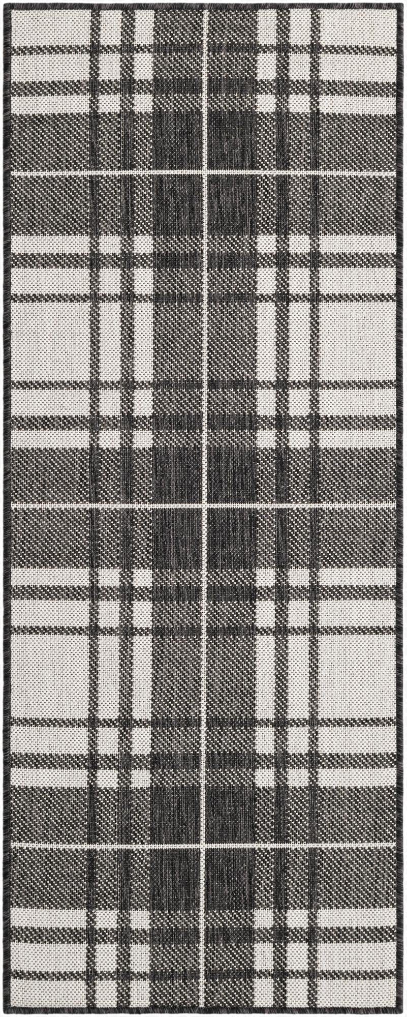 2' x 5' 3  Washable Checkered Indoor / Outdoor Runner Rug