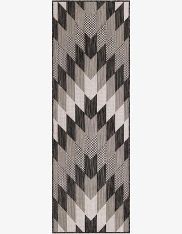 Black and White Easy-Clean Modern Indoor / Outdoor Runner Rug