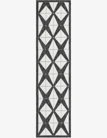 Black and White Easy-Clean Modern Indoor / Outdoor Runner Rug