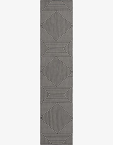 Black and White Easy-Clean Modern Indoor / Outdoor Runner Rug