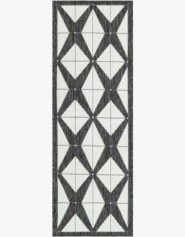 Black and White Easy-Clean Modern Indoor / Outdoor Runner Rug