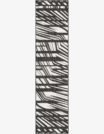 Black and White Easy-Clean Modern Indoor / Outdoor Runner Rug